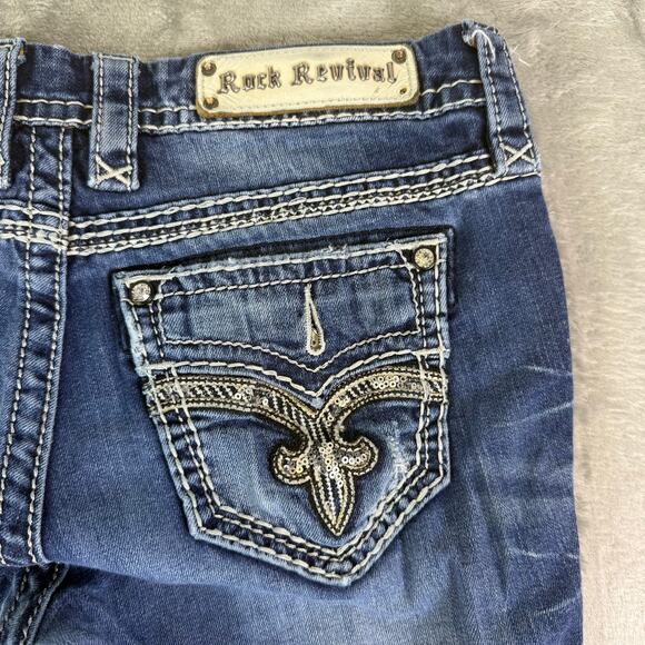 Rock Revival Dania easy skinny grunge punk Y2K embellished jeans womens 28x30 - Picture 8 of 11